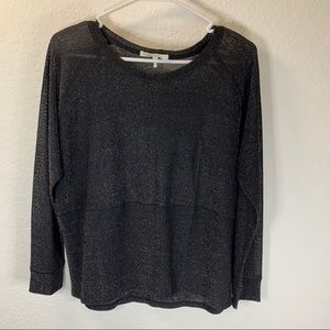Maje glitter long sleeve top 2 black glitter